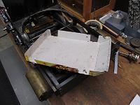  The cardboard mockup of the new pan.  It will be a 'catch' style, sitting under the wheels.